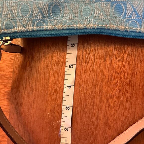 Xoxo Blue & Beige Shoulder Bag With Vinyl Trim vintage Y2K mini - Picture 5 of 7